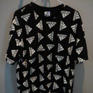 Adidas Logo Black Short Sleeve Men's Crew Neck T-Shirt-Size Large (L)